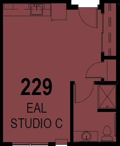 Floor plan showing room 229 labeled as EAL Studio C.