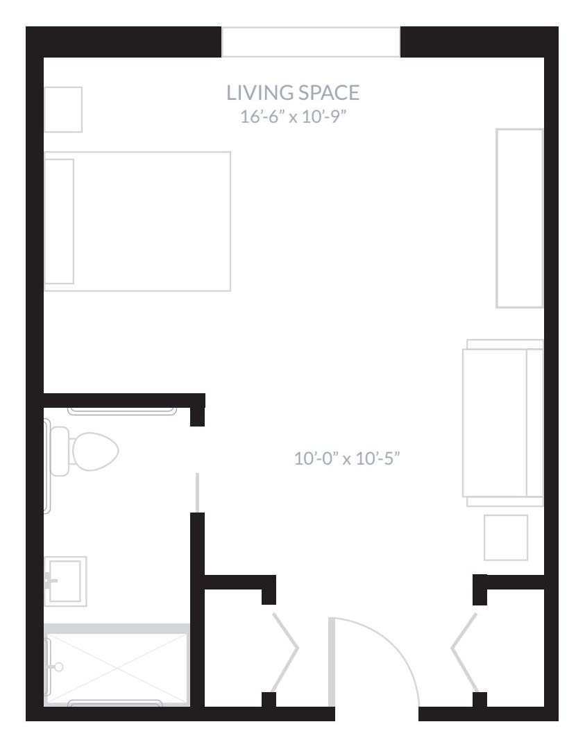 A simple floor plan layout showcasing a compact living space with dimensions.