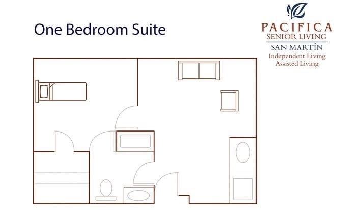 A floor plan layout of a bedroom suite.