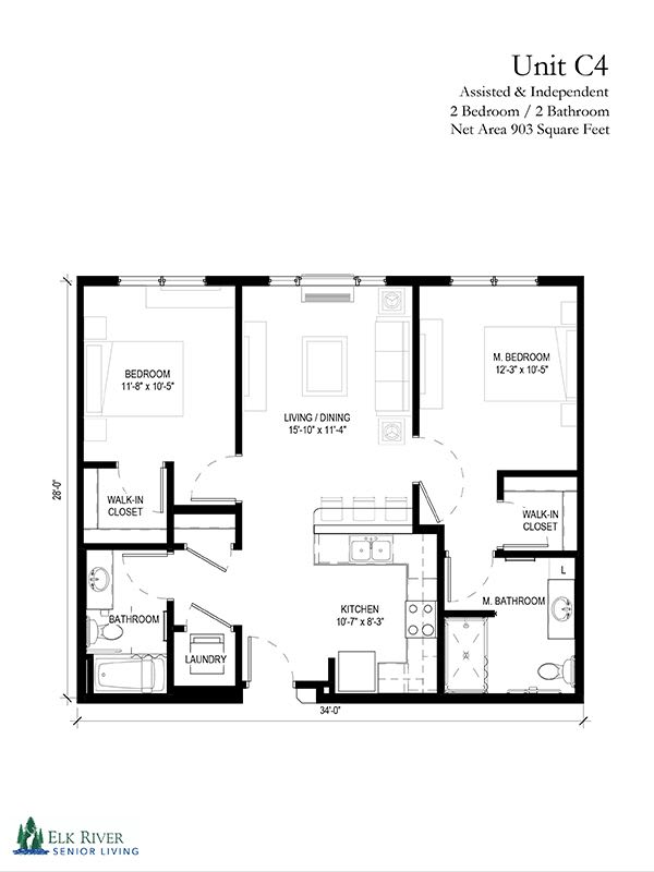A detailed architectural floor plan with labeled rooms and dimensions.