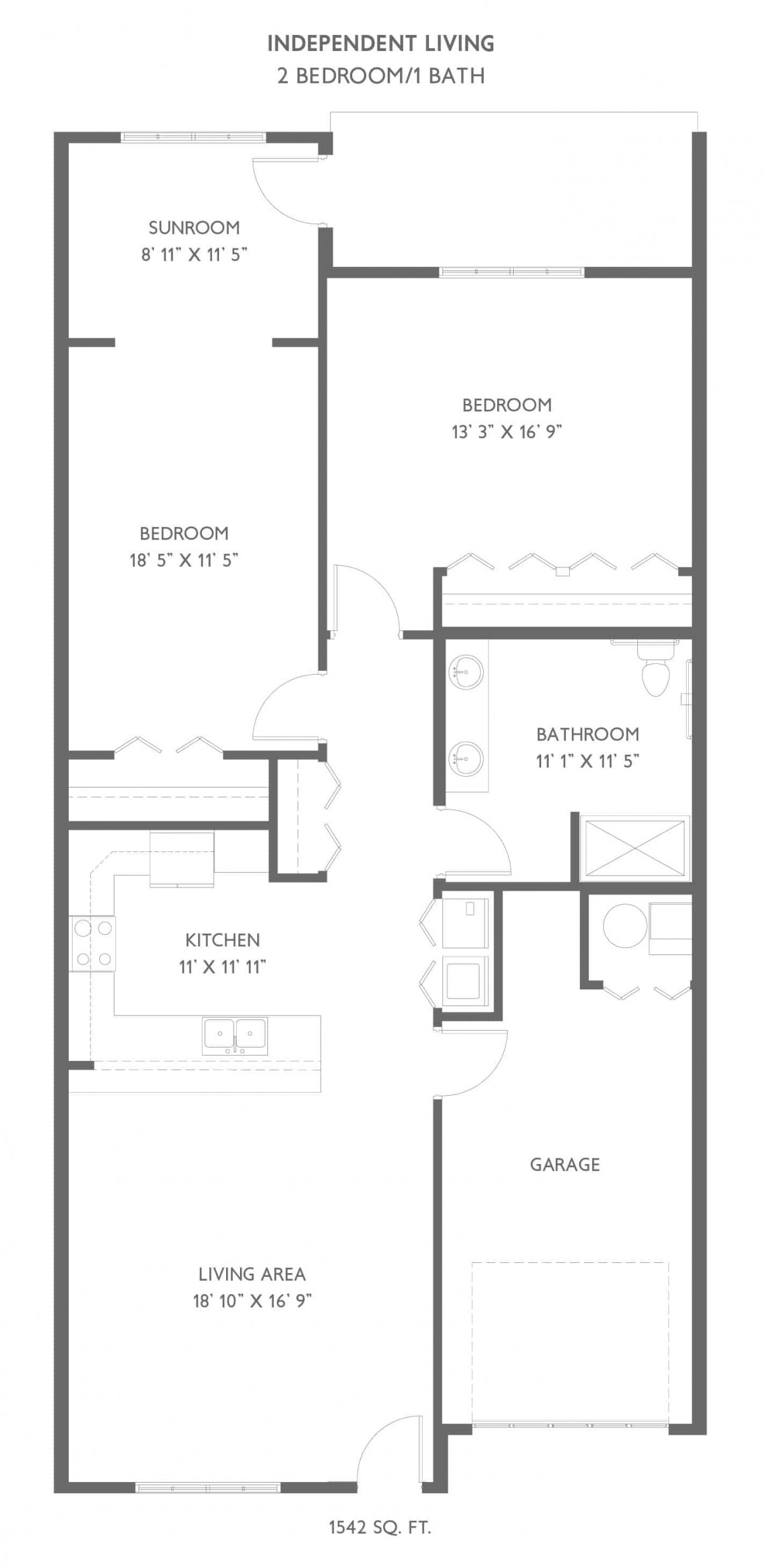 A detailed floor plan of an apartment showing various rooms including bedrooms, a kitchen, and a bathroom.