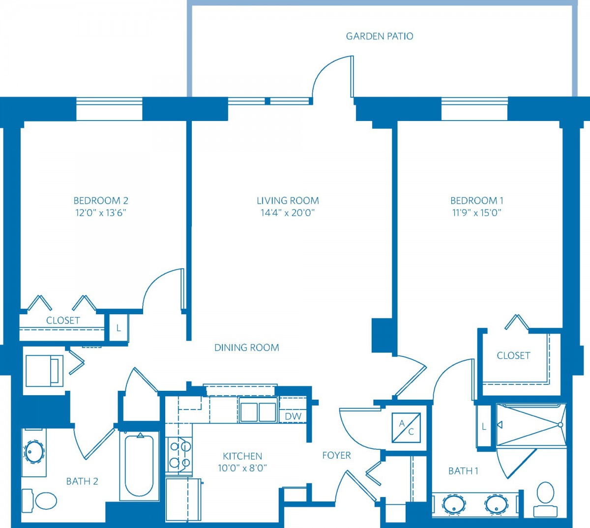 Floor plan of a multi-room apartment showing the layout and dimensions of various rooms.