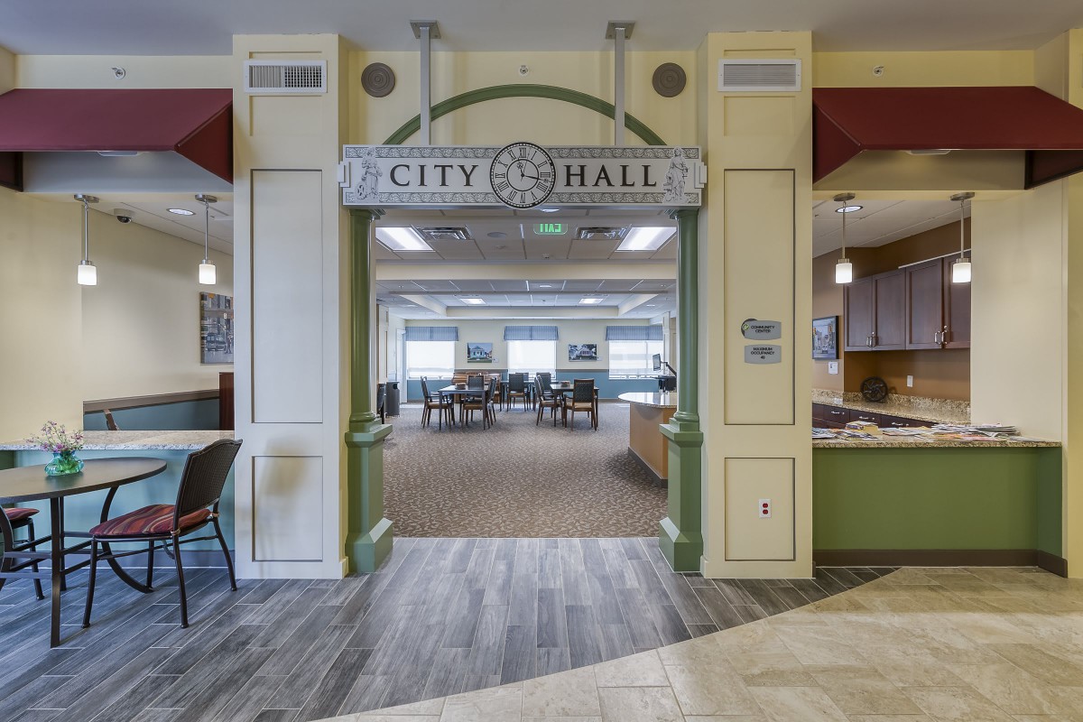 Entrance to a city hall office with a view into a conference room.