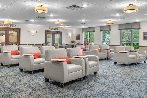 A modern lounge area featuring comfortable seating and a calm atmosphere.