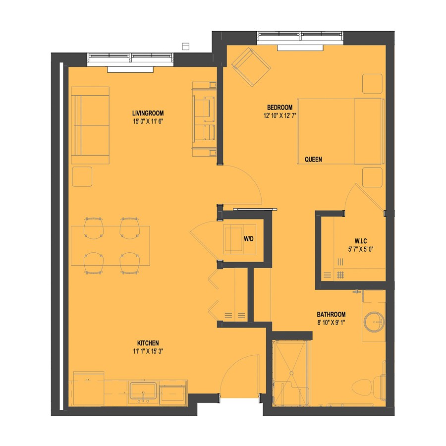 A detailed floor plan of an apartment illustrating room layouts and dimensions.