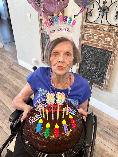 Celebrating a special birthday with cake and smiles.