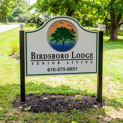 Sign for Birdsboro Lodge, a senior living facility.