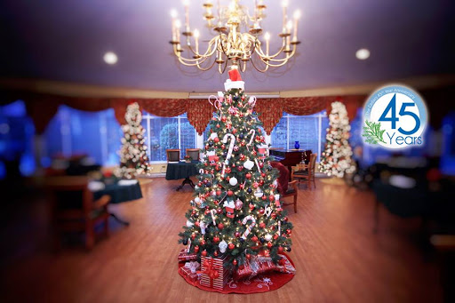 A beautifully decorated Christmas tree with ornaments and presents, creating a warm festive atmosphere.
