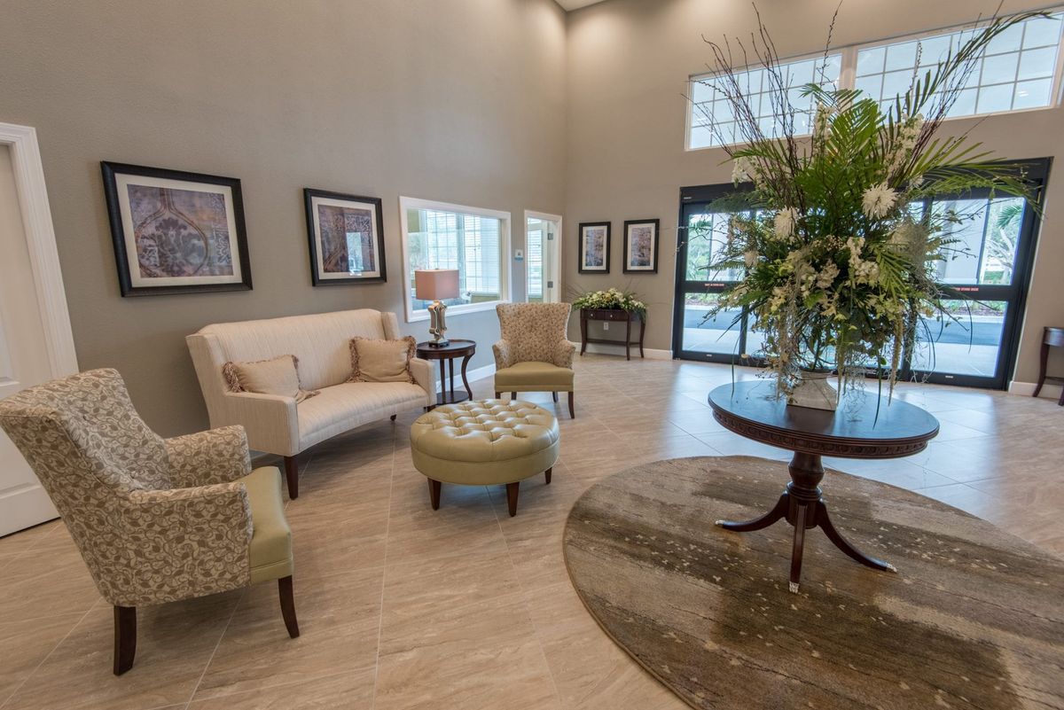 A well-decorated lobby area with comfortable seating and elegant decor.