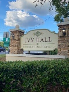 The entrance sign for Ivy Hall, a senior living community.