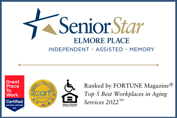 Senior Star Elmore Place awarded as a top workplace in senior services by Fortune Magazine in 2022.