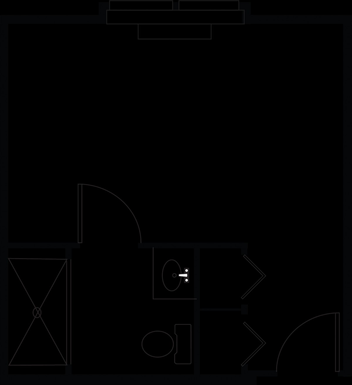 A simple floor plan illustrating a room layout.
