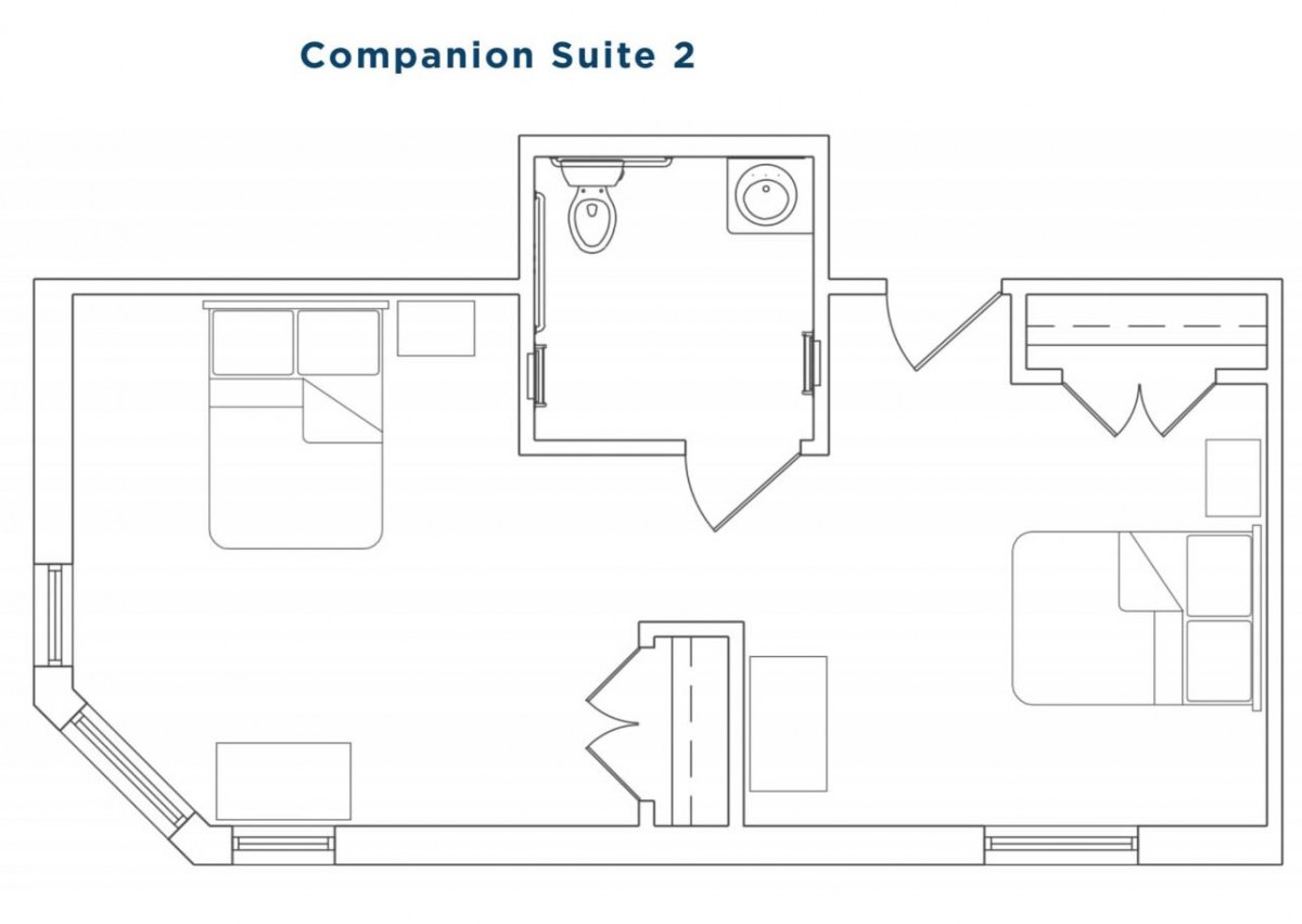 Floor plan of Companion Suite 2 with a detailed room layout.