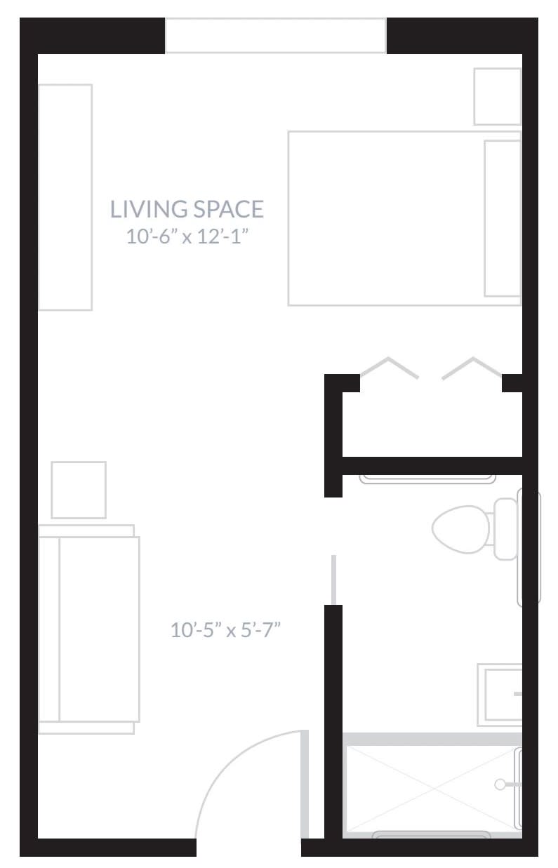 This image is a floor plan showing the layout of a living space with measurements.