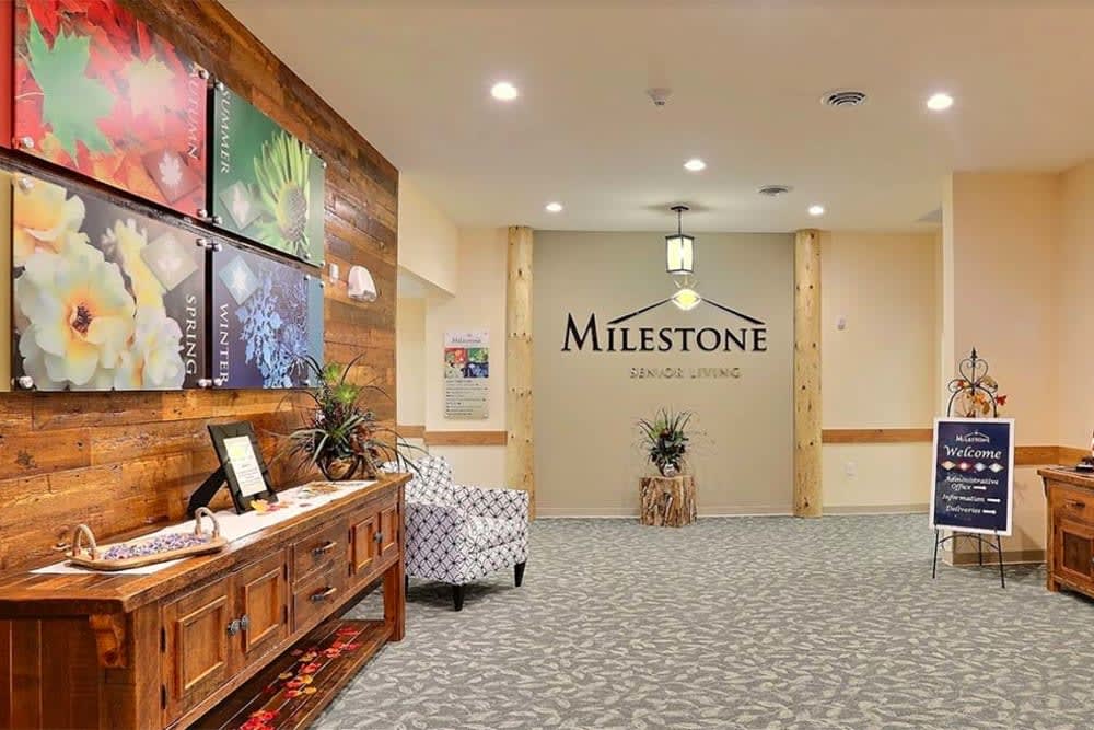 A welcoming lobby area with decorative elements and seating.