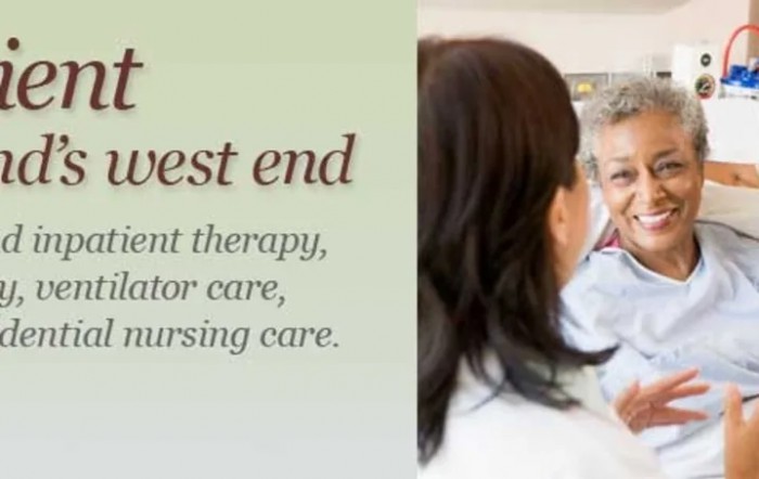 A healthcare professional talking to a patient, highlighting services such as therapy, rehabilitator care, and nursing care.