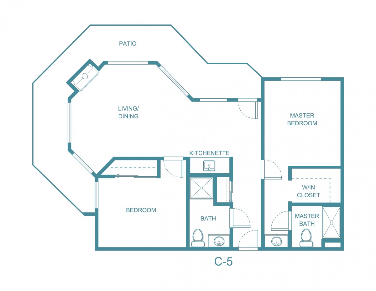 A floor plan of an apartment layout, featuring rooms such as a living room, kitchen, and bedrooms with labeled areas.