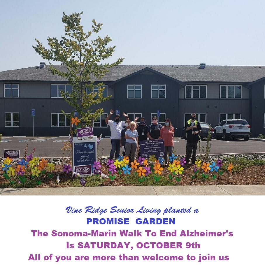 Community members gather at the Promise Garden for the Sonoma-Marin Walk to End Alzheimer's event.