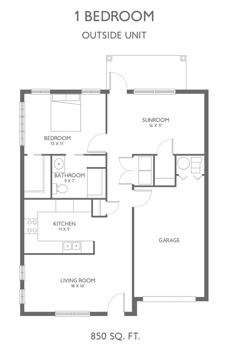 A detailed floor plan of a house with labeled rooms and garage.