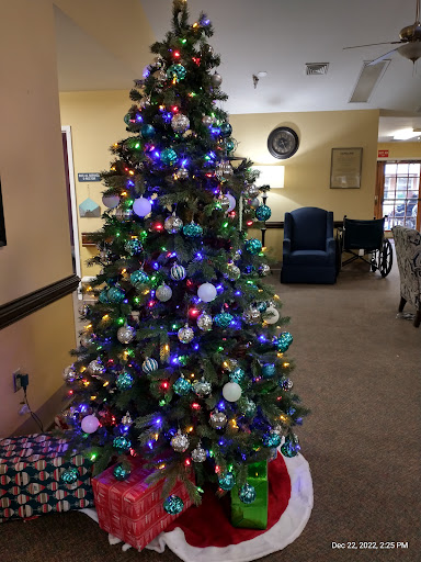 A beautifully decorated Christmas tree adorned with colorful lights and ornaments, accompanied by wrapped presents underneath.