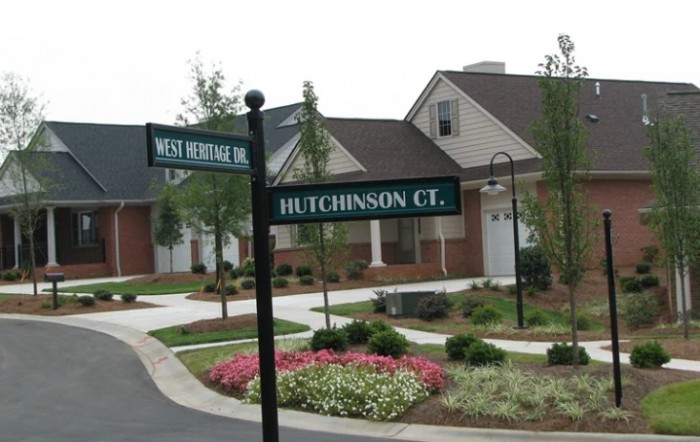 Community landscaping and pond