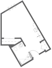 A simple architectural floor plan layout.