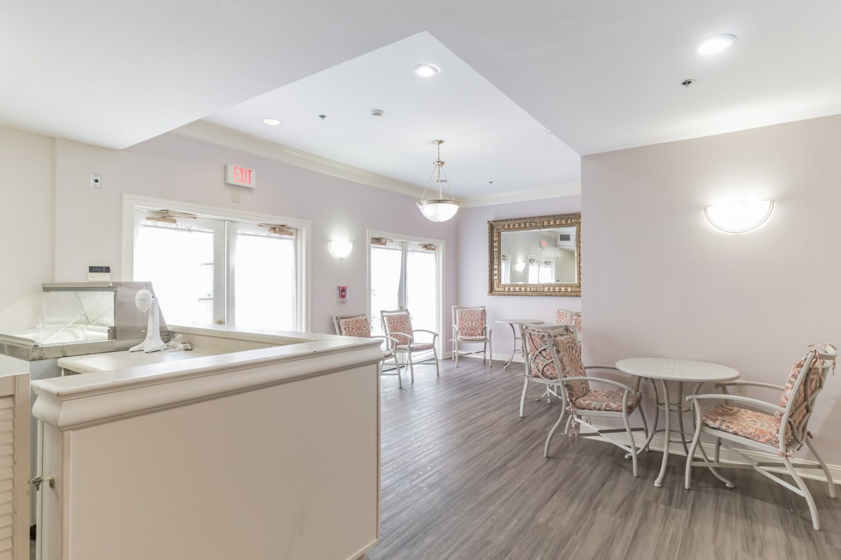 A modern lobby area with seating and natural lighting.