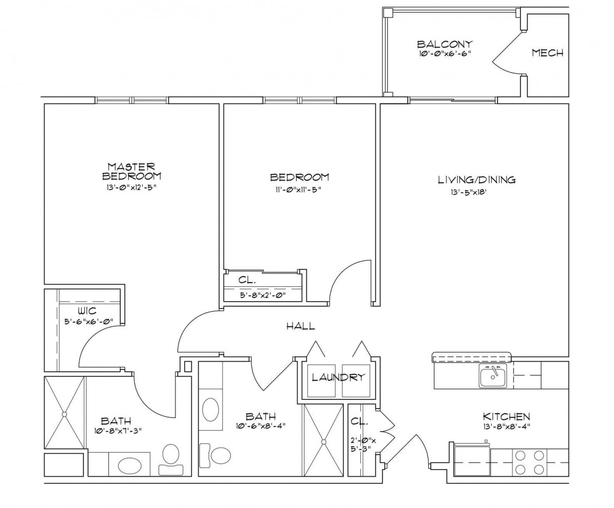 A detailed floor plan of an apartment showing different rooms and their dimensions.