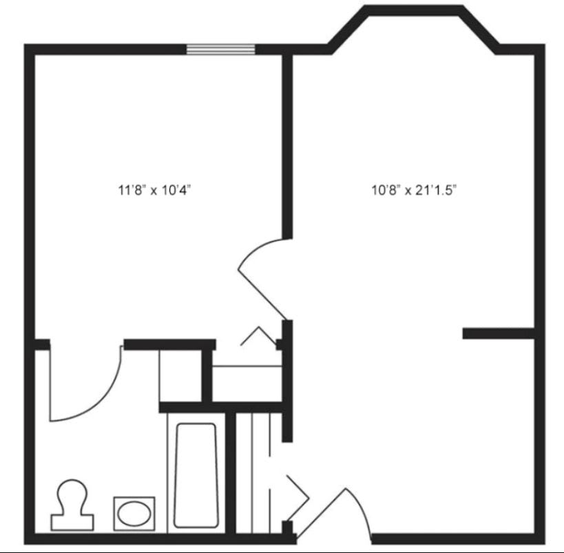 A simple floor plan with labeled room dimensions.