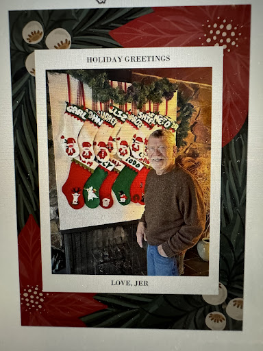Warm holiday greetings with festive stockings.