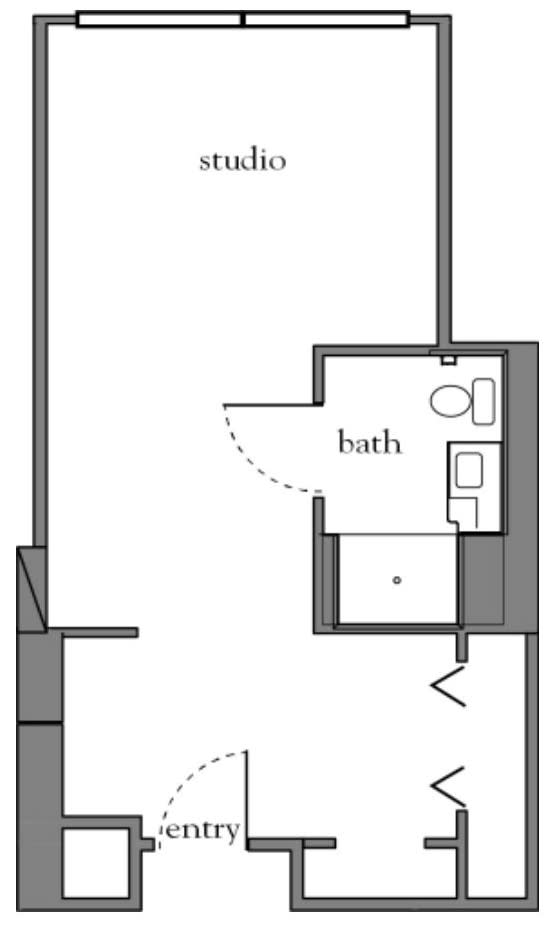 Floor plan highlighting a bathroom layout.