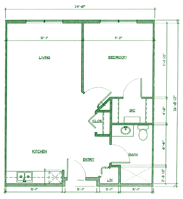 Architectural floor plan of an apartment layout.