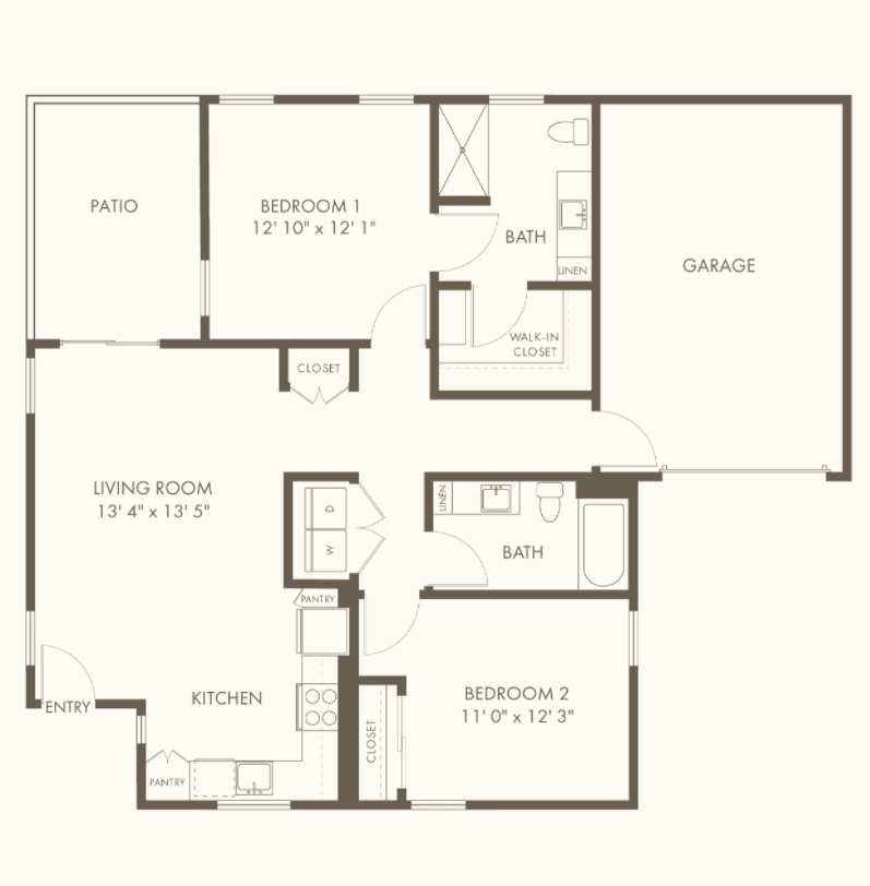 A detailed floor plan illustrating the layout of a residential space with labeled rooms.