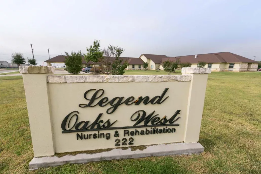 Sign for Legend Oaks West Nursing & Rehabilitation Center.