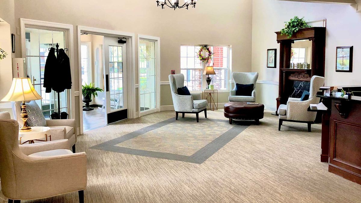 A welcoming lobby with comfortable seating and natural light.