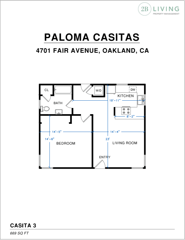 Floor plan of Paloma Casitas at 4701 Fair Avenue, Oakland, CA.