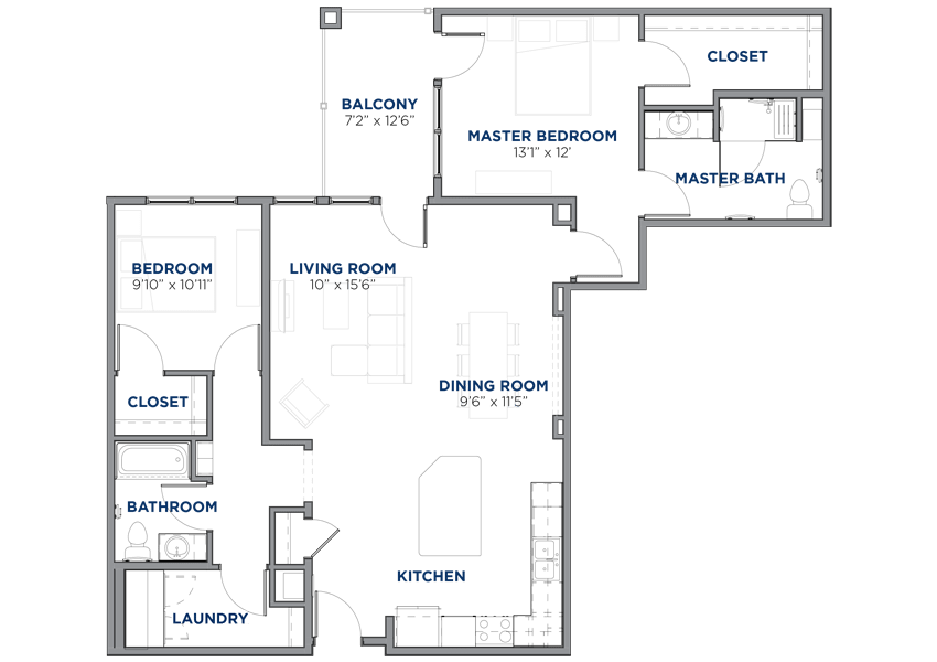 A detailed floor plan illustrating the layout of a residential space.