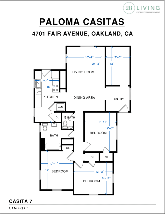 Floor plan for a property located at 4701 Fair Avenue, Oakland, CA.