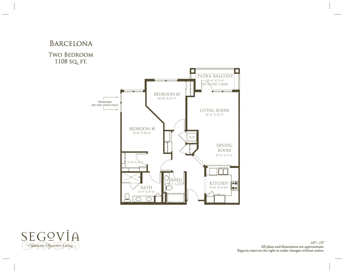 A detailed floor plan of a two-bedroom apartment labeled 'Barcelona' with dimensions and room labels.