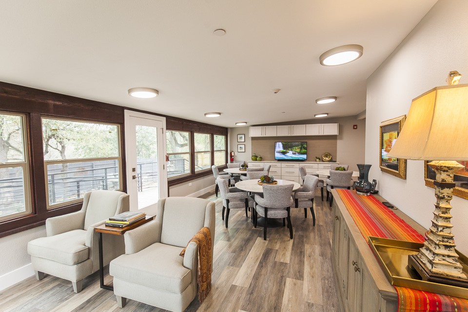 A modern living room with comfortable seating and bright decor.
