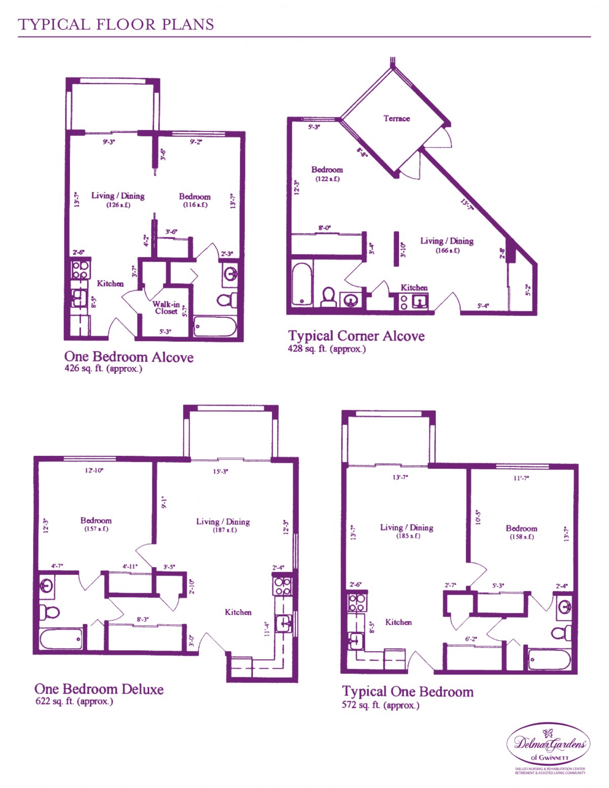 Collection of various apartment floor plans.