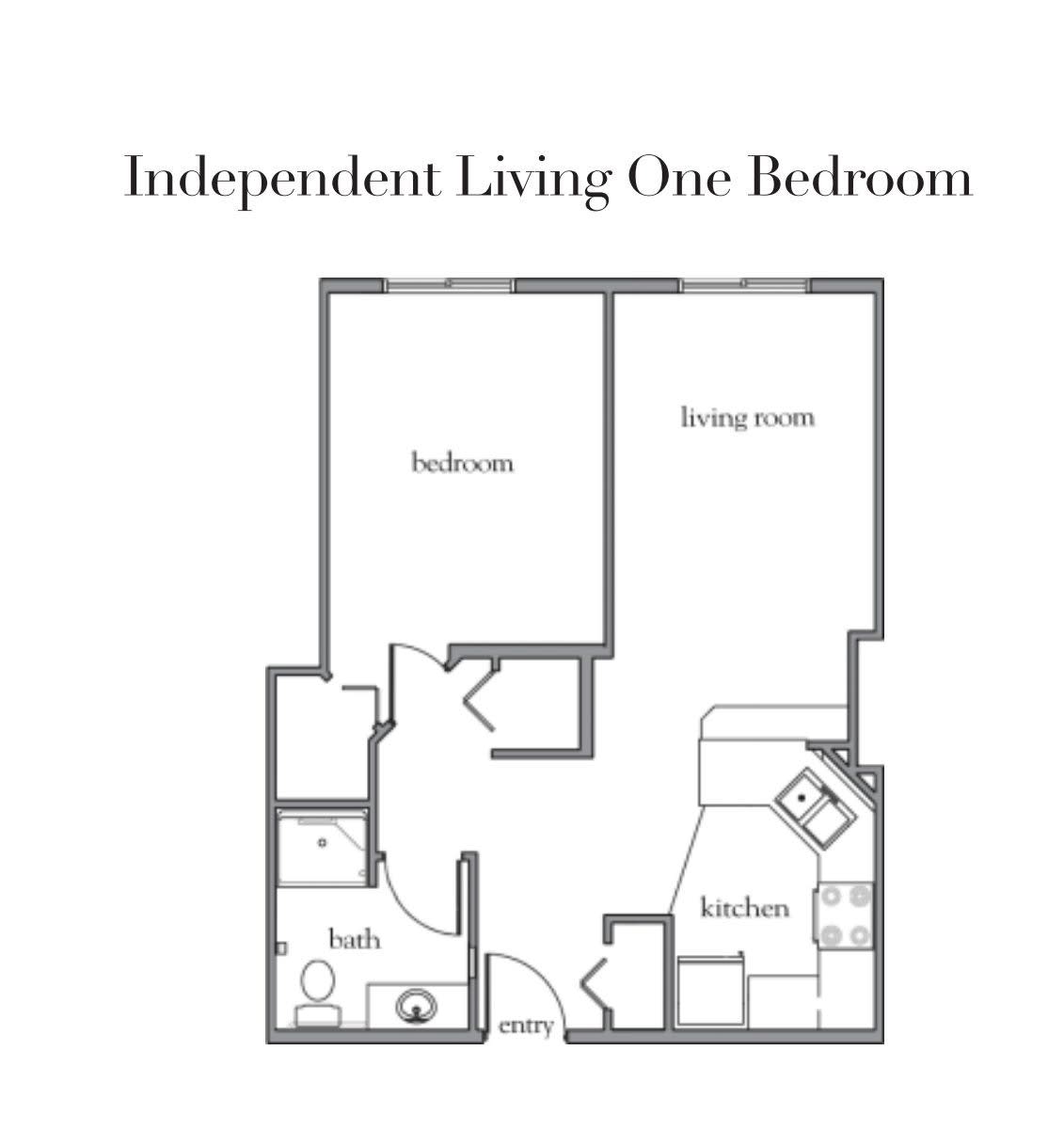 Independent Living One Bedroom Floor Plan Layout