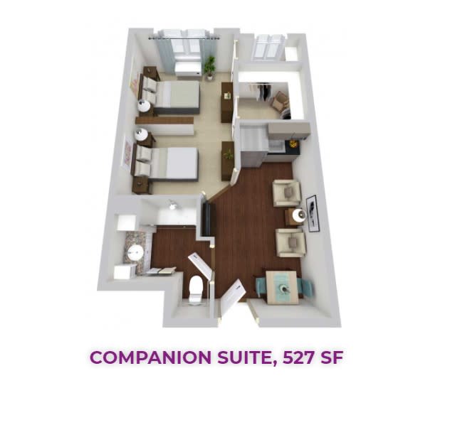 Companion Suite Floor Plan - 527 Square Feet