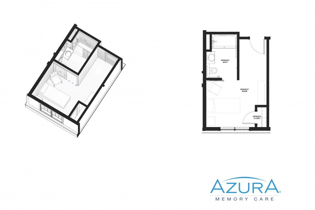 This image shows a detailed floor plan of a room, including an isometric and top-down view.