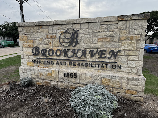 Entrance sign of Brookhaven Nursing and Rehabilitation facility.