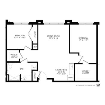A detailed floor plan showing the layout of a residential space with labeled rooms.