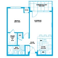 A detailed floor plan of an apartment showing room dimensions and layout.