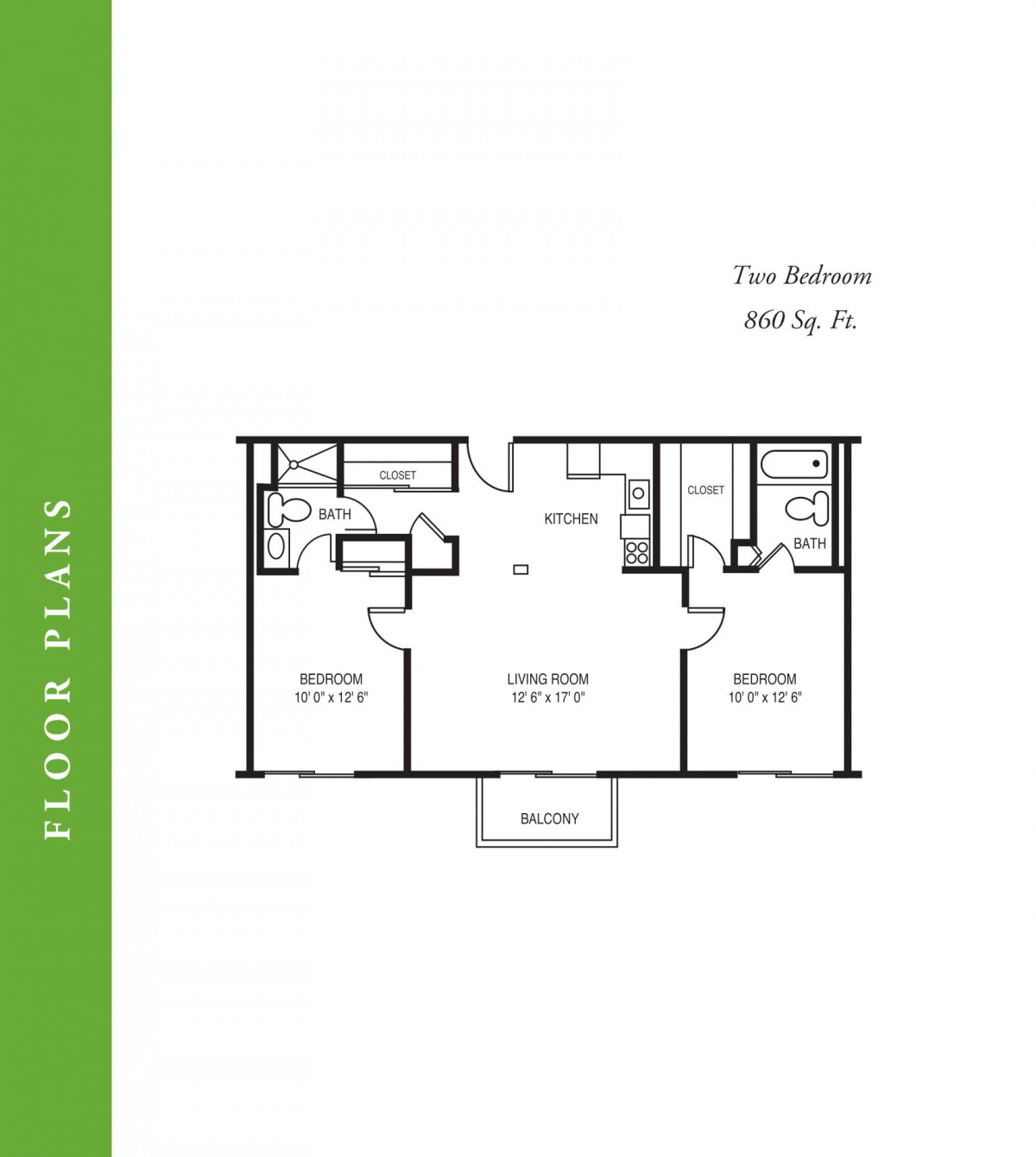 Two-bedroom apartment floor plan with a layout featuring bedrooms, bathrooms, and a living area.