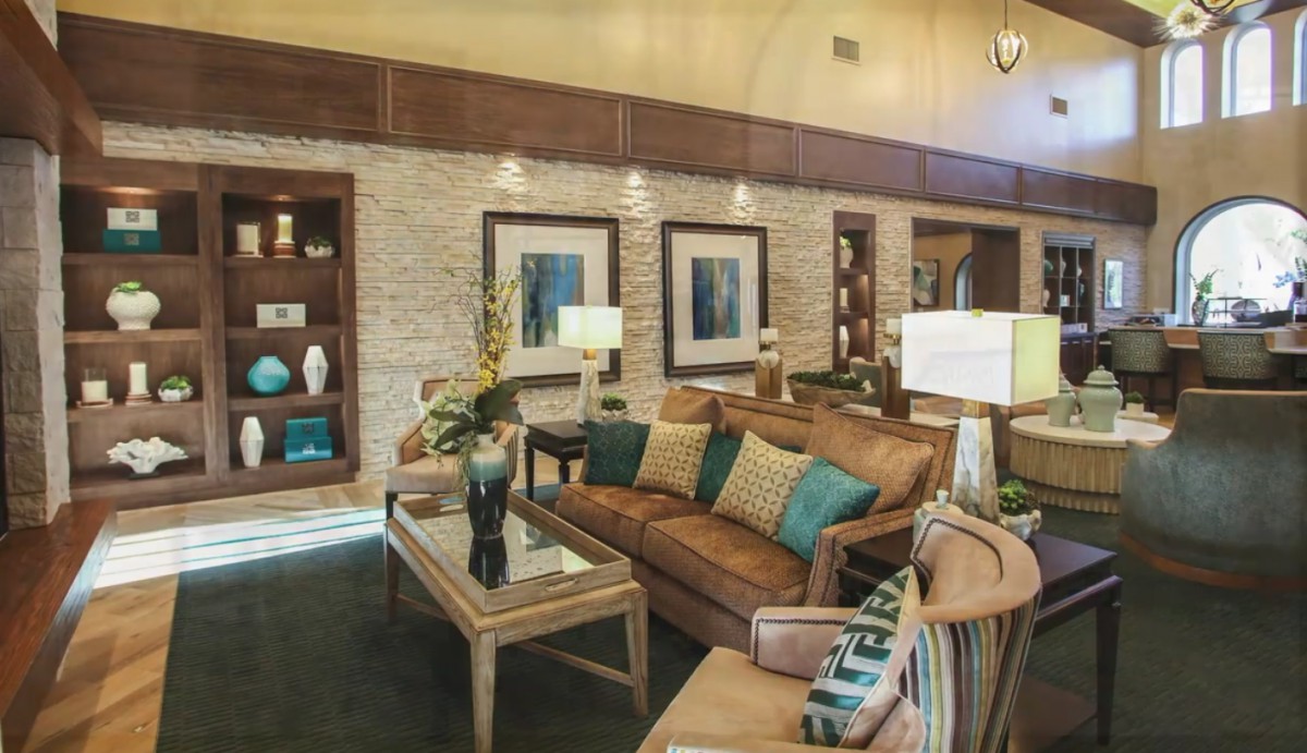 A cozy living room with elegant furniture and stylish decor.
