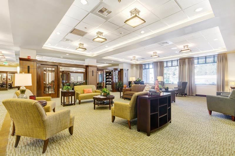 A modern lobby featuring comfortable seating and elegant interior design.